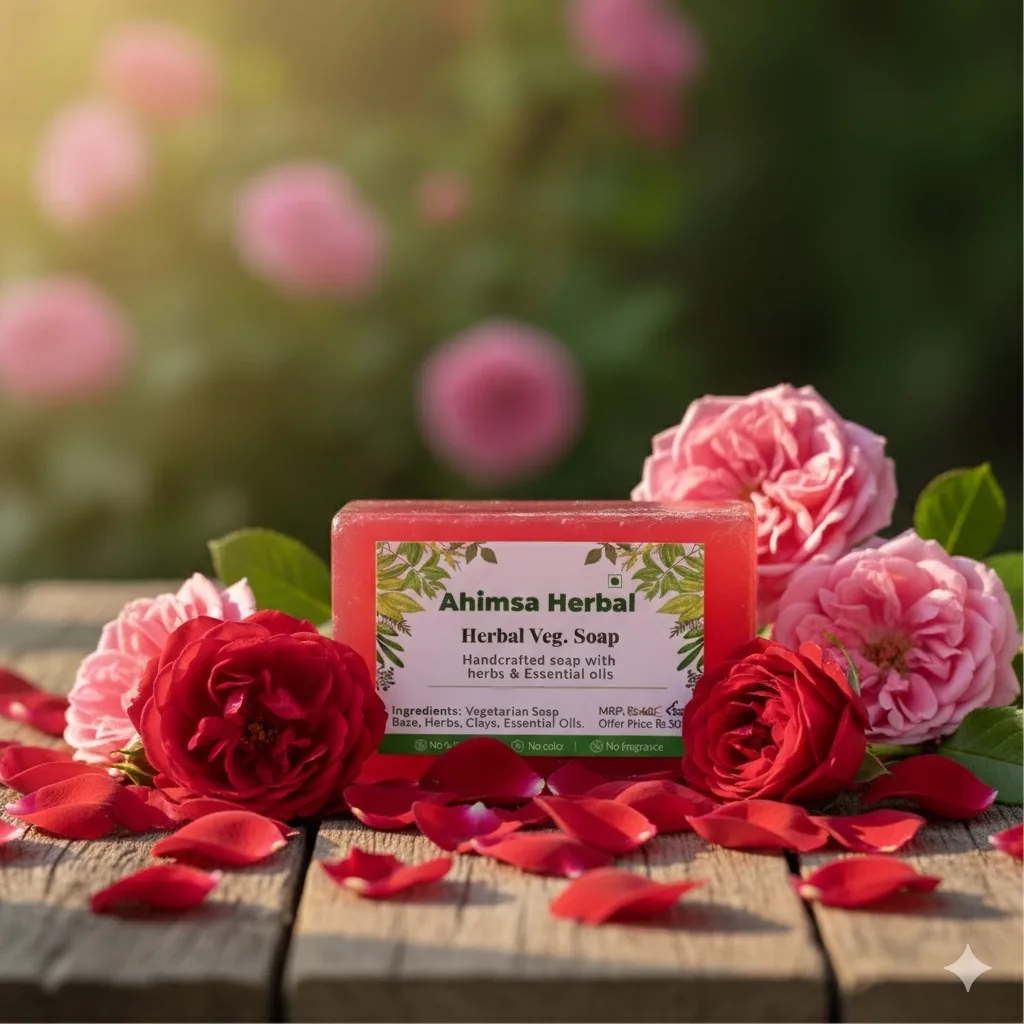Ahimsa Herbal Rose Soap - Set of 4